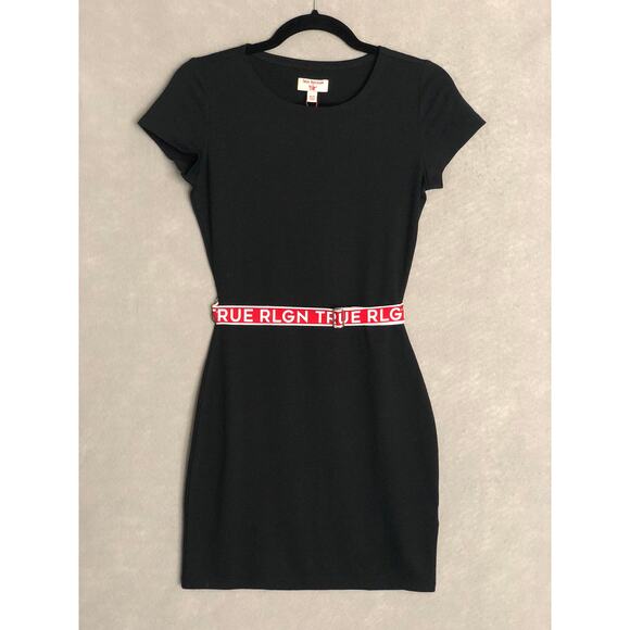 True Religion Women's XS Belted Bodycon Dress Black NEW - Picture 1 of 8
